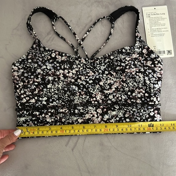 Lululemon Free to be Bra Long Line Black Pink Floral Spritz Multi 8 - Picture 5 of 7